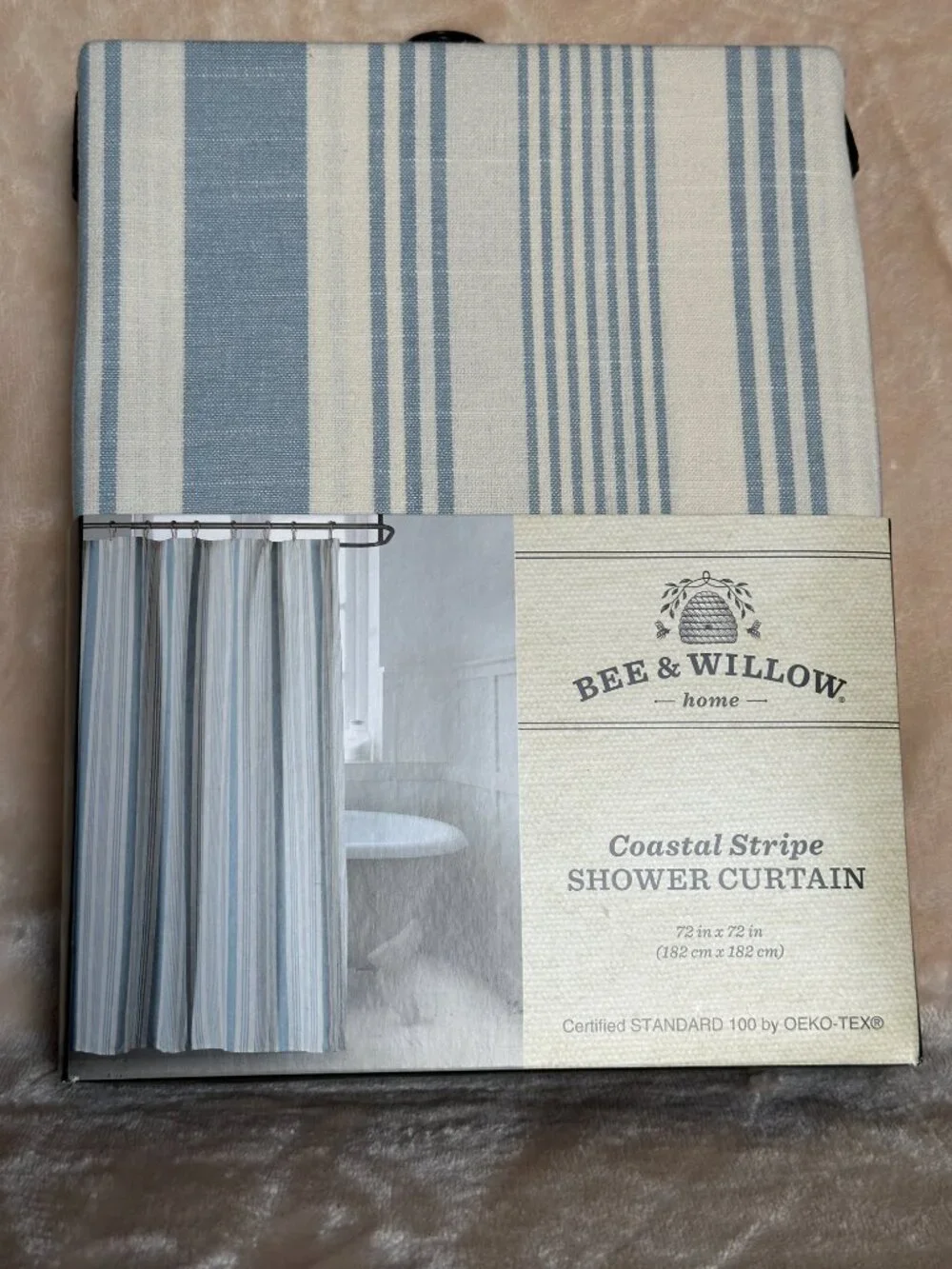 Bee & Willow Coastal Stripe Shower Curtain 100% Cotton 72